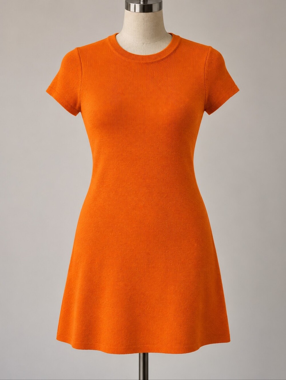 Zara Knit A-Line Mini Dress Short Sleeve – Orange – XS - Picture 2 of 4